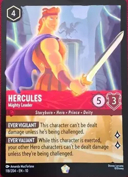 Lorcana TCG 118/204 Hercules Mighty Leader Legendary Card NM-MINT - Image 4