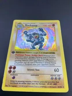 SHADOWLESS WOTC - Machamp 8/102 - Base Set - Holo Rare Pokemon Card (E) - Image 1