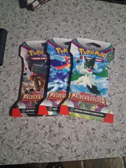 Lot Of 3 Pokemon Scarlet & Violet Paldea Evolved Blister Pokemon Booster Packs - Image 1
