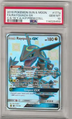 2018 POKEMON SUN & MOON CELESTIAL STORM #177A FULL ART/RAYQUAZA GX PSA 10 - Image 1