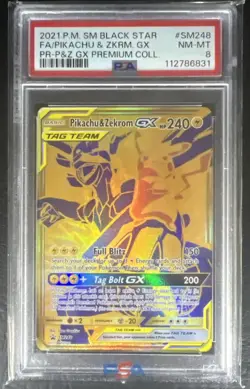 PSA 8 NEAR MINT-MINT 2021 POKEMON BLACK STAR PROMO #SM248 FA/PIKACHU & ZEKROM GX - Image 1