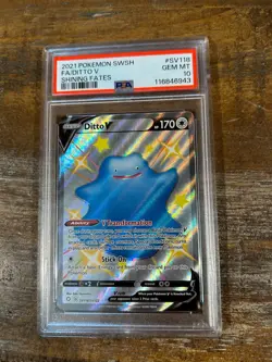 POKEMON 2021 Shining Fates Full Art DITTO V #SV118 PSA 10 Gem Mint RARE - Image 1
