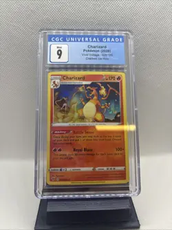 2020 Pokemon Vivid Voltage Charizard Cracked Ice Holo Rare 025/185 CGC 9 Mint - Image 1