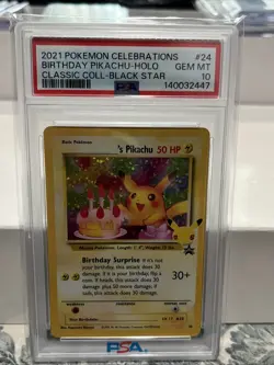 2021 Pokemon Celebrations Birthday Pikachu HOLO CELEBRATIONS (PSA 10 GEM MINT) - Image 1