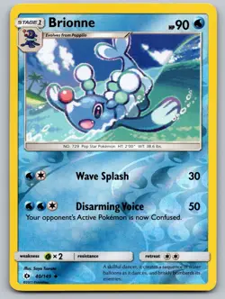 Brionne 40/149 Uncommon SM Base Set Pokemon Reverse Holo LP - Image 1