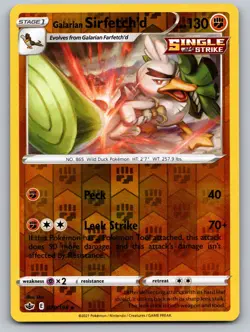 Galarian Sirfetch'd 079/198 Rare Chilling Reign Pokemon Reverse Holo Near Mint - Image 1