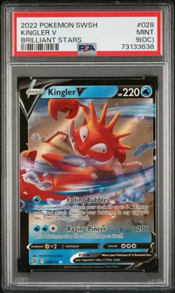 PSA 9(OC) 2022 Pokemon SWSH Kingler V Brilliant Stars #028 Mint Rare POP 1 Basic - Image 1