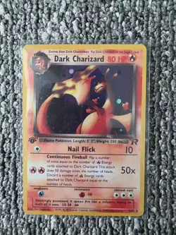 2000 Pokemon Team Rocket 1st Edition Dark Charizard 4/82 Holo Rare Vintage Card - Image 1