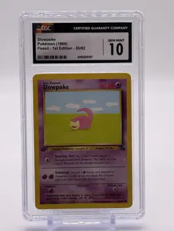 1999 Pokemon SLOWPOKE #55/62 1st Edition Fossil Vintage CGC 10 GEM MINT - Image 1