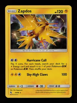 Zapdos 24/68 Holo Rare Hidden Fates Pokemon Cards - Image 1