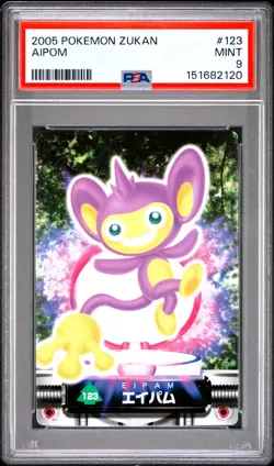 PSA 9 2026 CERT POP 1 AIPOM 2005 CARDDASS POKEMON ZUKAN CARD #123 - Image 1