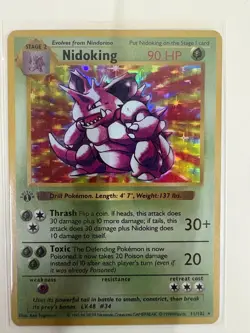 1999 Pokemon Nidoking 11/102 Base Set 1st Ed Holo Rare WOTC Vintage Card - Image 1