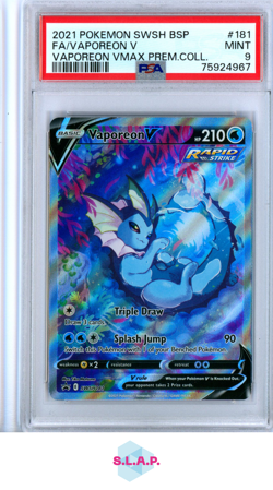 FA/VAPOREON V POKEMON #181 2021 SWSH BLACK STAR PROMO FULLART ENGLISH PSA 9 - Image 1