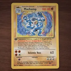 Pokemon WoTc Machamp 8/102 1st Edition Holo Rare 100 HP Seismic Toss - Image 1