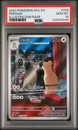 2024 POKEMON SFA EN-SHROUDED FABLE ILLUSTRATION RARE #078 PERSIAN PSA 10 - Image 1