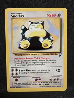 Vintage Pokemon TCG - Base Set 2 - Unlimited Snorlax 030/130 Regular: NM- - Image 1