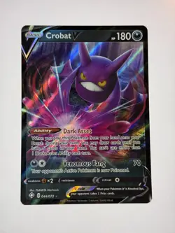 Crobat V 044/072 Holo Ultra Rare Pokemon TCG Shining Fates NM - Image 1