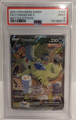 The Pokemon Company Battle Styles Tyranitar V 155/163 PSA 9 Alt Full Art Holo - Image 1
