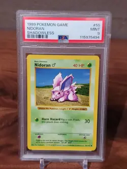 1999 Pokemon Game Base NIDORAN SHADOWLESS #55 PSA 9 Mint - Image 1