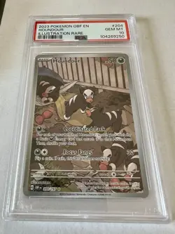 2023 Houndour 204/197 Obsidian Flames Pokemon IR Holo Foil Rare PSA 10 GEM Mint - Image 1