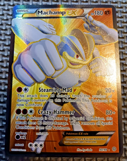 2015 Pokemon Ancient Origins #90 Machamp EX Full Art LP+/NM - Image 1