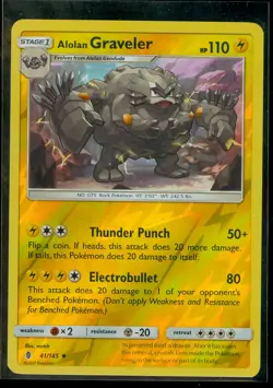 Pokemon ALOLAN GRAVELER 41/145 - Guardians Rising Rev Holo - MINT - Image 1
