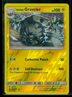 Pokemon ALOLAN GRAVELER 33/111 - Crimson Invasion Rev Holo - MINT - Image 1