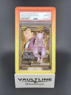2025 POKEMON DRI EN-DESTINED RIVALS HYPER RARE TEAM ROCKET'S MEWTWO EX PSA 10 - Image 1