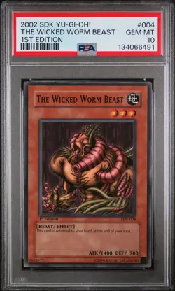 2002 YU-GI-OH! STARTER DECK: KAIBA 1ST ED #004 THE WICKED WORM BEAST PSA 10 - Image 1