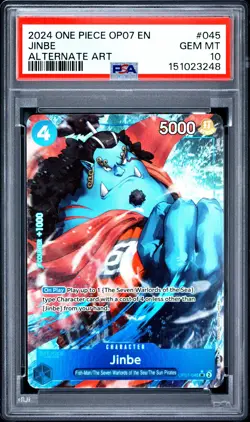 2024 ONE PIECE OP07-500 YEARS IN THE FUTURE ALTERNATE ART #045 JINBE PSA 10 - Image 1