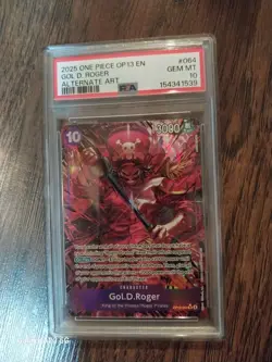 2025 ONE PIECE OP13 #064 CARRYING ON HIS WILL GOL D ROGER ALT ART PSA 10 - Image 1
