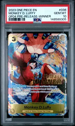 2023 ONE PIECE PROMOS #036 MONKEY D. LUFFY PSA 10 - Image 1