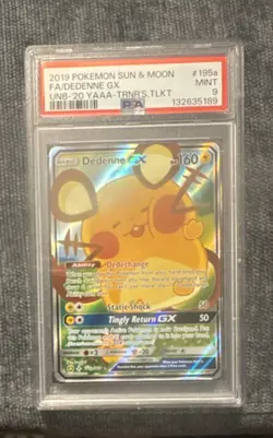 Pokemon Dedenne GX Alternate Art Holo Promo 195A/214 PSA 9 English TCG 2019 - Image 1