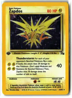 Zapdos ⭐ 15/62 1st Edition Holo Rare Fossil 1999 Pokemon LP - Image 1