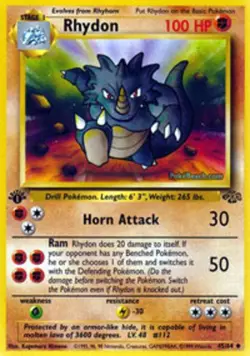 1x Rhydon - 45/64 - Uncommon - 1st Edition Heavily Played Pokemon G1 - Jungle - - Image 1