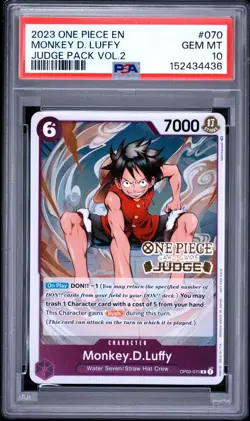 2023 One Piece Judge pack Voume 2 #70 Monkey D Luffy PSA 10 - Image 1