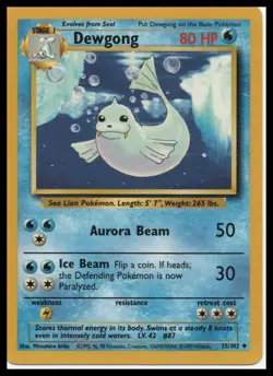 Dewgong 025/102 Base Set Regular Uncommon Unlimited Singles Pokemon Card LP - Image 1
