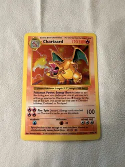 Pokemon TCG Charizard Base Set Holo Shadowless Rare Card 4/102 - Image 1