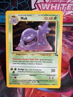 Pokemon TCG Muk Holo Rare Card 13/62 Fossil Set, WOTC 1999 - Image 1
