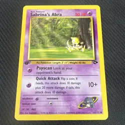 Sabrina's Abra 94/132 Gym Challenge Regular First Edition Pokemon Card NM SA1 - Image 1