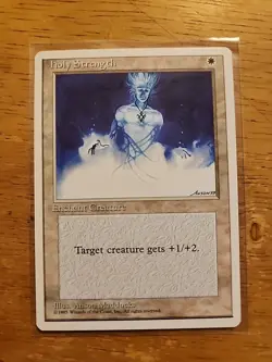 Holy Strength - Fourth Edition 4th - MTG Magic - Common - Enchant Creature - Image 1