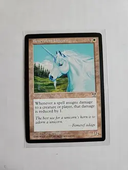 Benevolent Unicorn - Mirage - MTG Magic - Common - White Creature - Image 1