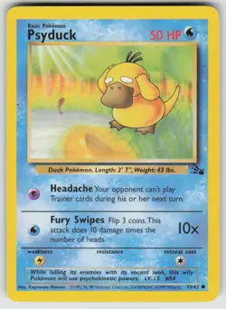 Psyduck 53/62 Common Fossil Pokemon Unlimited Moderately Played - Image 1