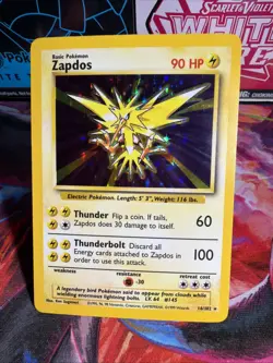 Pokemon TCG Zapdos 16/102 Holo Rare Card 1999 WOTC Unlimited Base Set - Image 1