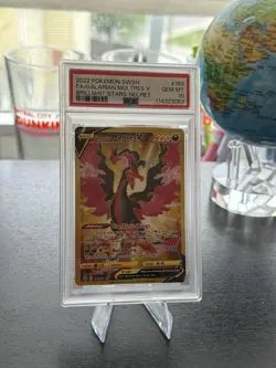 2022 POKEMON SWORD & SHIELD BRILLIANT STARS #183 FA/GALARIAN MOLTRES V PSA 10 - Image 1