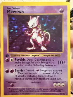 Pokemon Mewtwo Base Set 1st Edition Holo #10/102 English 1999 - Image 1
