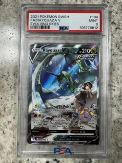 Pokemon TCG Rayquaza V Alt Full Art Holo 194/203 Evolving Skies EN PSA 9 - Image 2