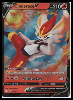 Cinderace V 018/072 Pokemon TCG: Shining Fates Ultra Rare Full Art Pokemon MINT - Image 1