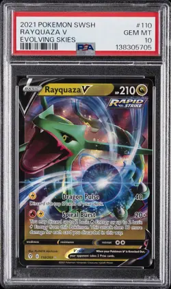 2021 POKEMON SWORD & SHIELD EVOLVING SKIES #110 RAYQUAZA V PSA 10 - Image 1