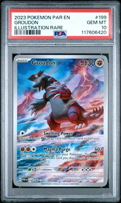 2023 POKEMON PAR EN-PARADOX RIFT ILLUSTRATION RARE #199 GROUDON PSA 10 - Image 1